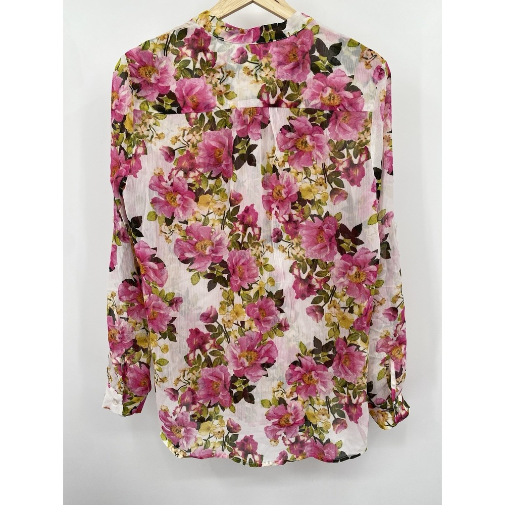 KUT From The Kloth Chiffon Button-Up Shirt Floral Dusty Pink Small NWT - Picture 6 of 14